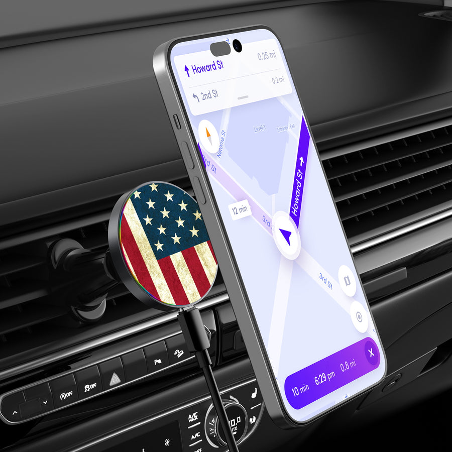 MyBat Design Lab Magnetic Wireless Charging Vent Mount - Black - American Flag - MCGWIRC21BK-043-3.jpg
