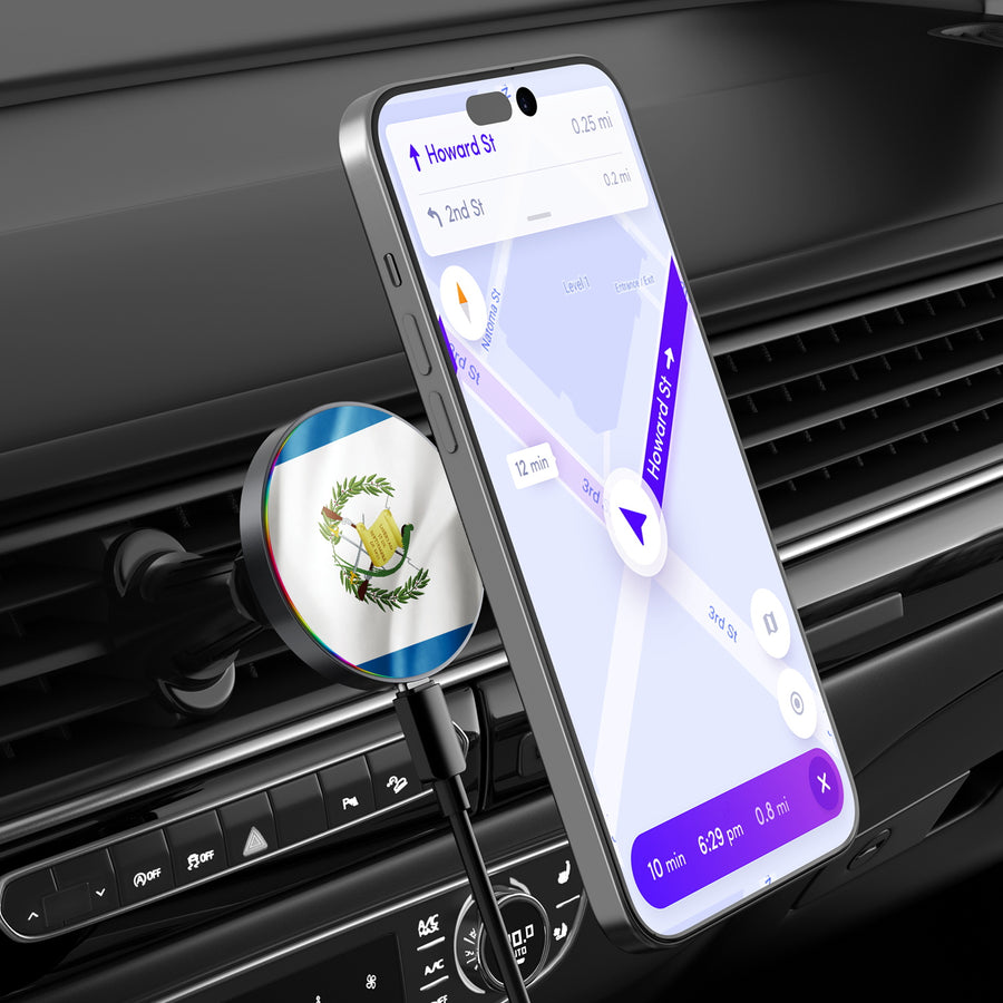 MyBat Design Lab Magnetic Wireless Charging Vent Mount - Black - Guatemalan Flag - MCGWIRC21BK-045-3.jpg