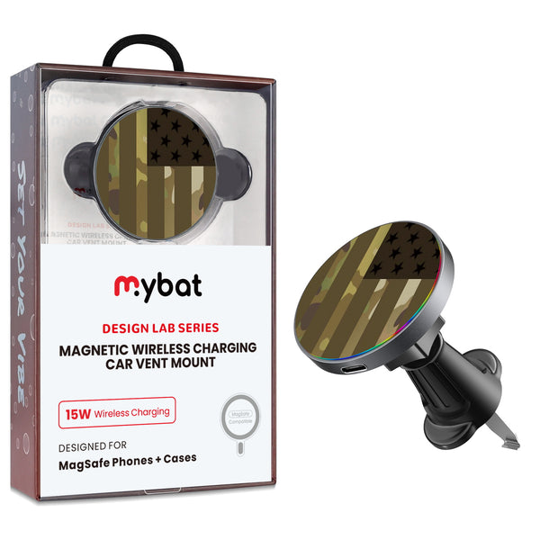 MyBat Design Lab Magnetic Wireless Charging Vent Mount - Black - Military Camouflage American Flag - MCGWIRC21BK-054-1.jpg