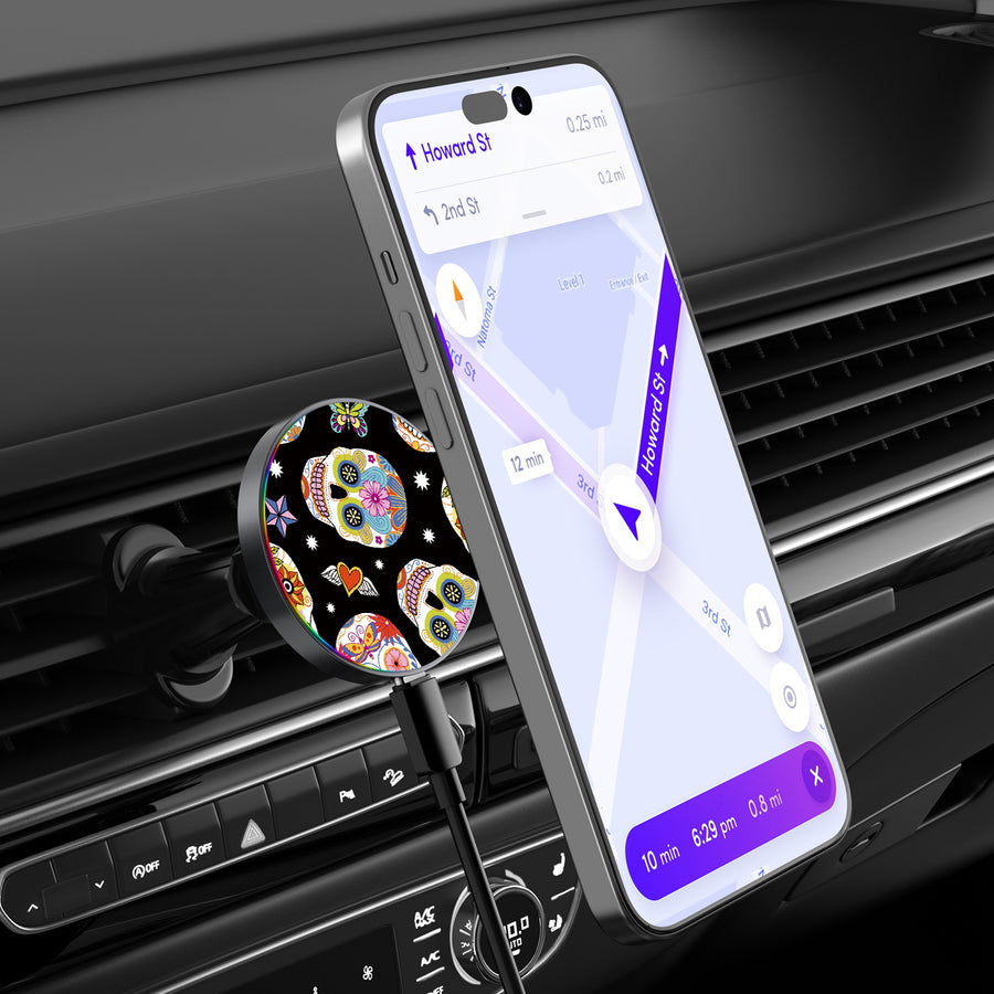 MyBat Design Lab Magnetic Wireless Charging Vent Mount - Black - Day of the Dead - MCGWIRC21BK-056-3.jpg