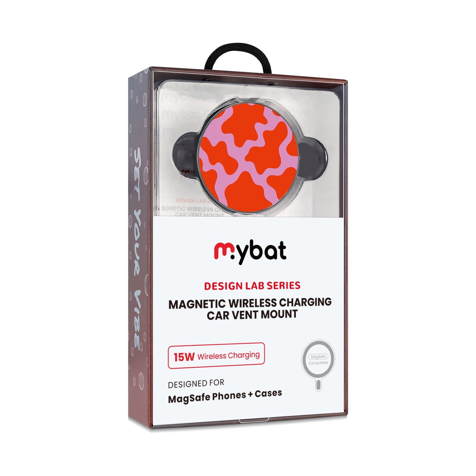 MyBat Design Lab Magnetic Wireless Charging Vent Mount - Black - Pink Retro Splashes