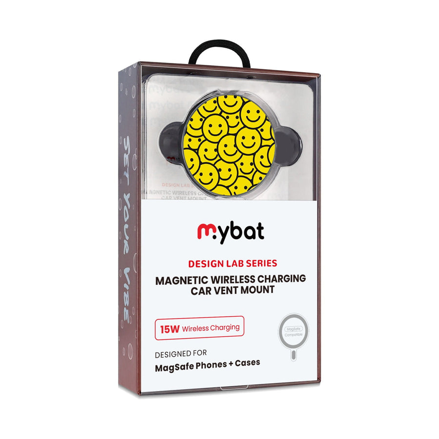 MyBat Design Lab Magnetic Wireless Charging Vent Mount - Black - Smiley Faces