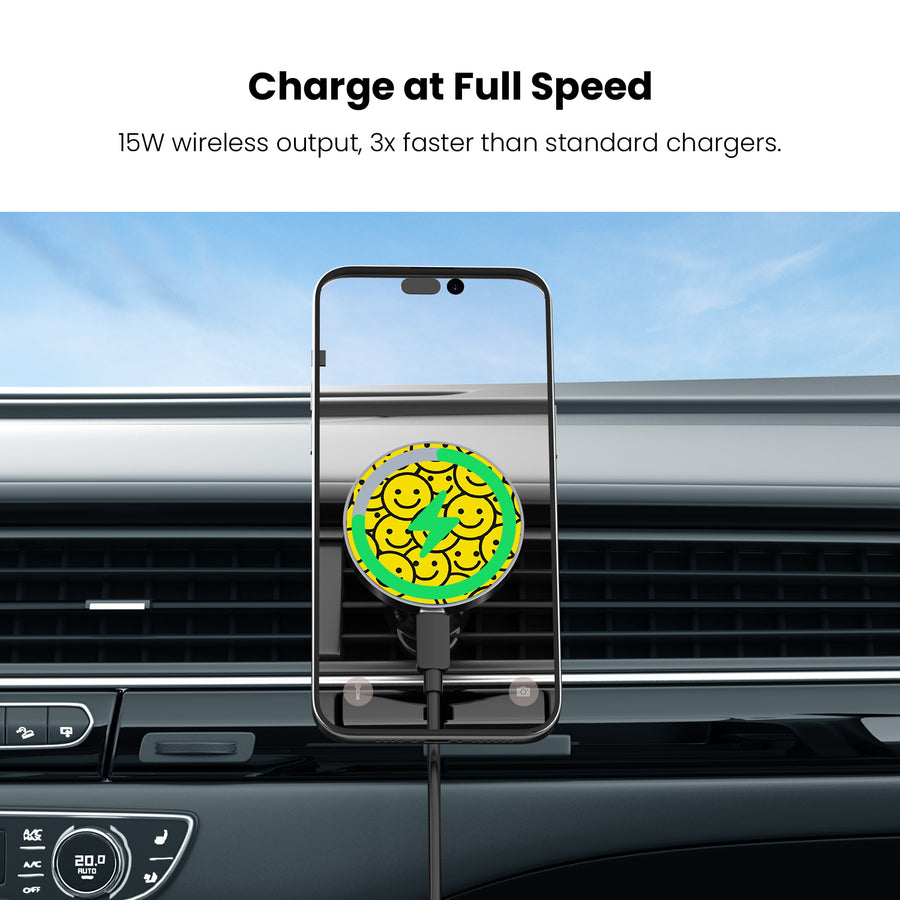 MyBat Design Lab Magnetic Wireless Charging Vent Mount - Black - Smiley Faces - MCGWIRC21BK-097-5.jpg
