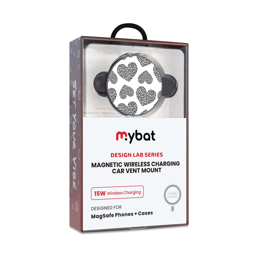 MyBat Design Lab Magnetic Wireless Charging Vent Mount - Black - Leopard Print Hearts