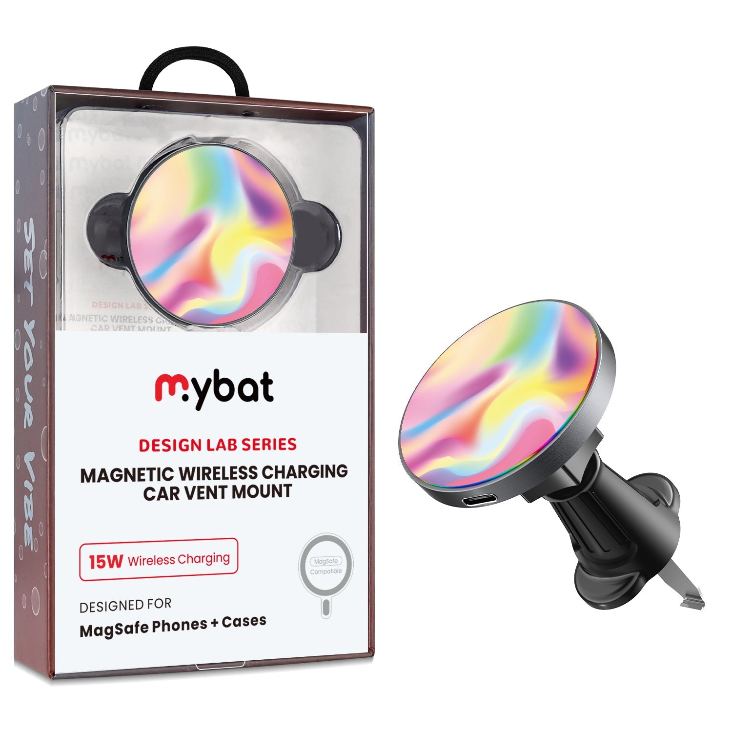 MyBat Design Lab Magnetic Wireless Charging Vent Mount - Black - Iridescent