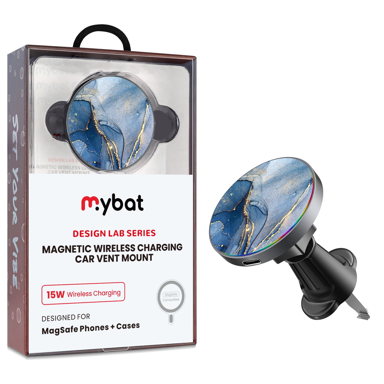MyBat Design Lab Magnetic Wireless Charging Vent Mount - Black - Blue Marble - MCGWIRC21BK-106-1.jpg