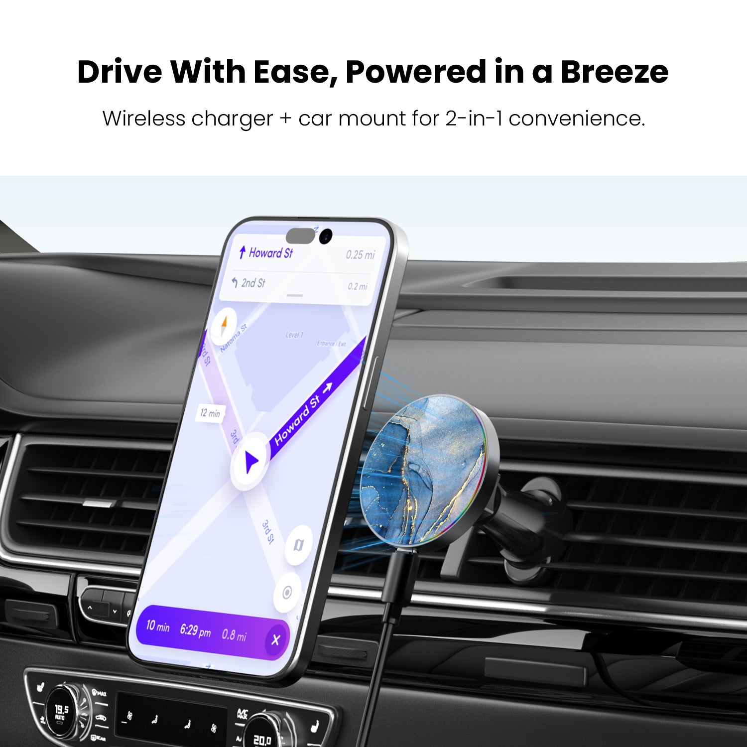 MyBat Design Lab Magnetic Wireless Charging Vent Mount - Black - Blue Marble - MCGWIRC21BK-106-4.jpg