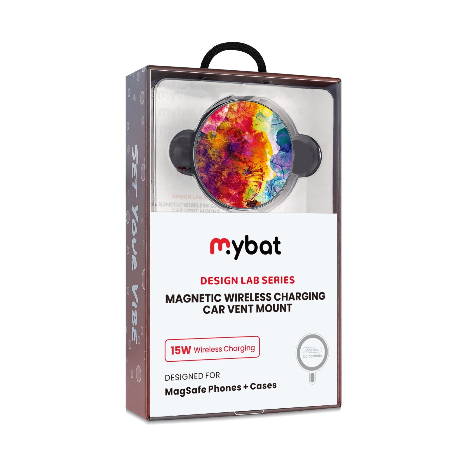 MyBat Design Lab Magnetic Wireless Charging Vent Mount - Black - Color Burst