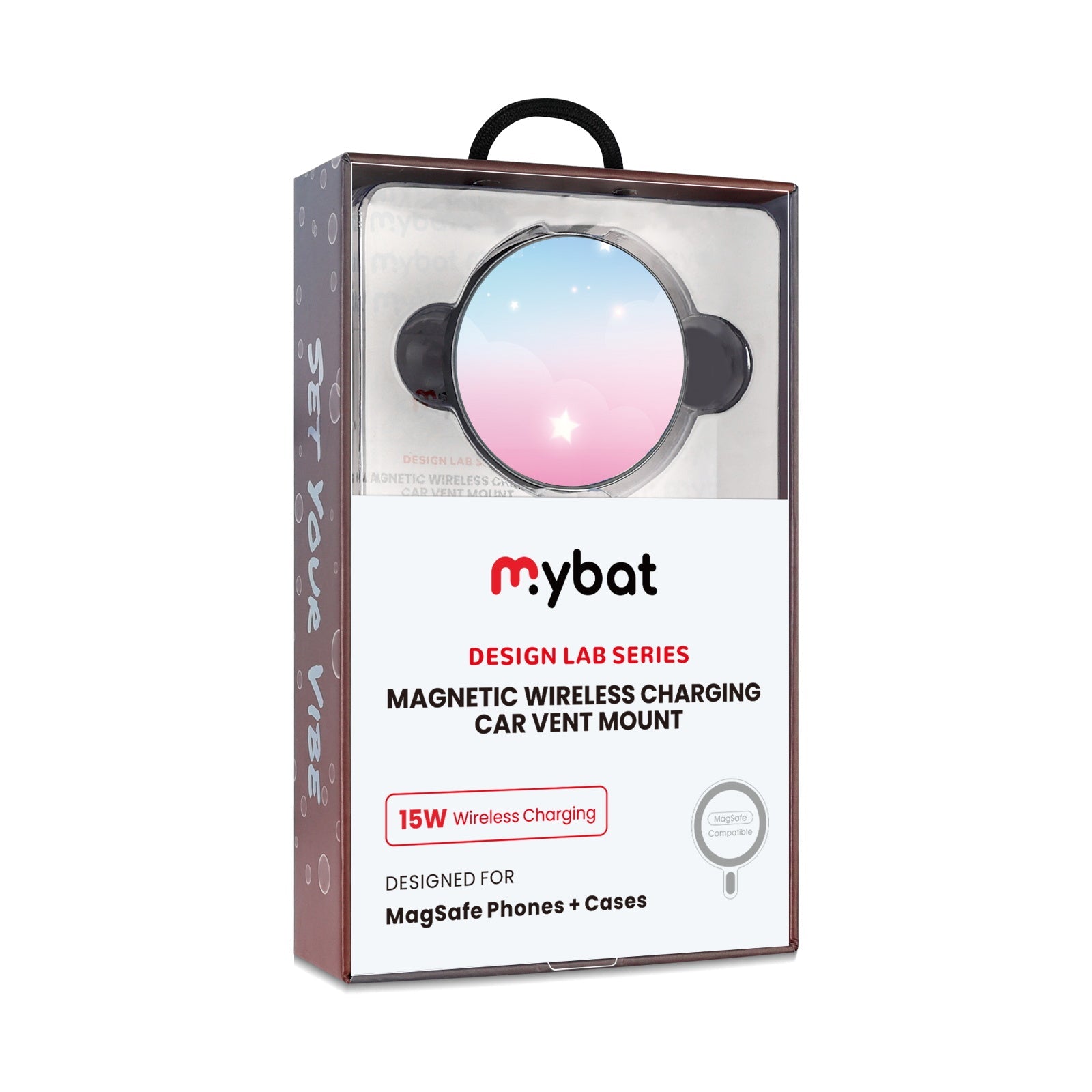 MyBat Design Lab Magnetic Wireless Charging Vent Mount - Black - Clouds & Stars