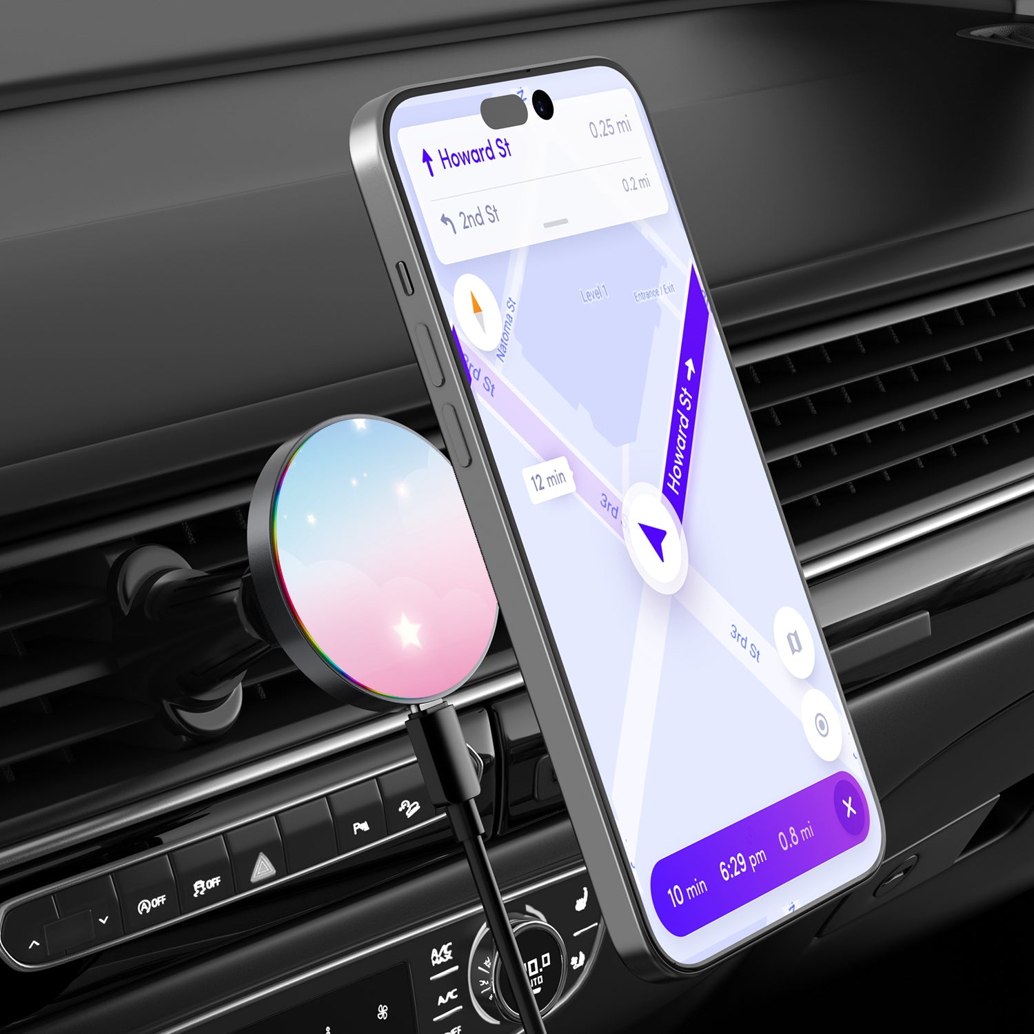 MyBat Design Lab Magnetic Wireless Charging Vent Mount - Black - Clouds & Stars - MCGWIRC21BK-110-3.jpg