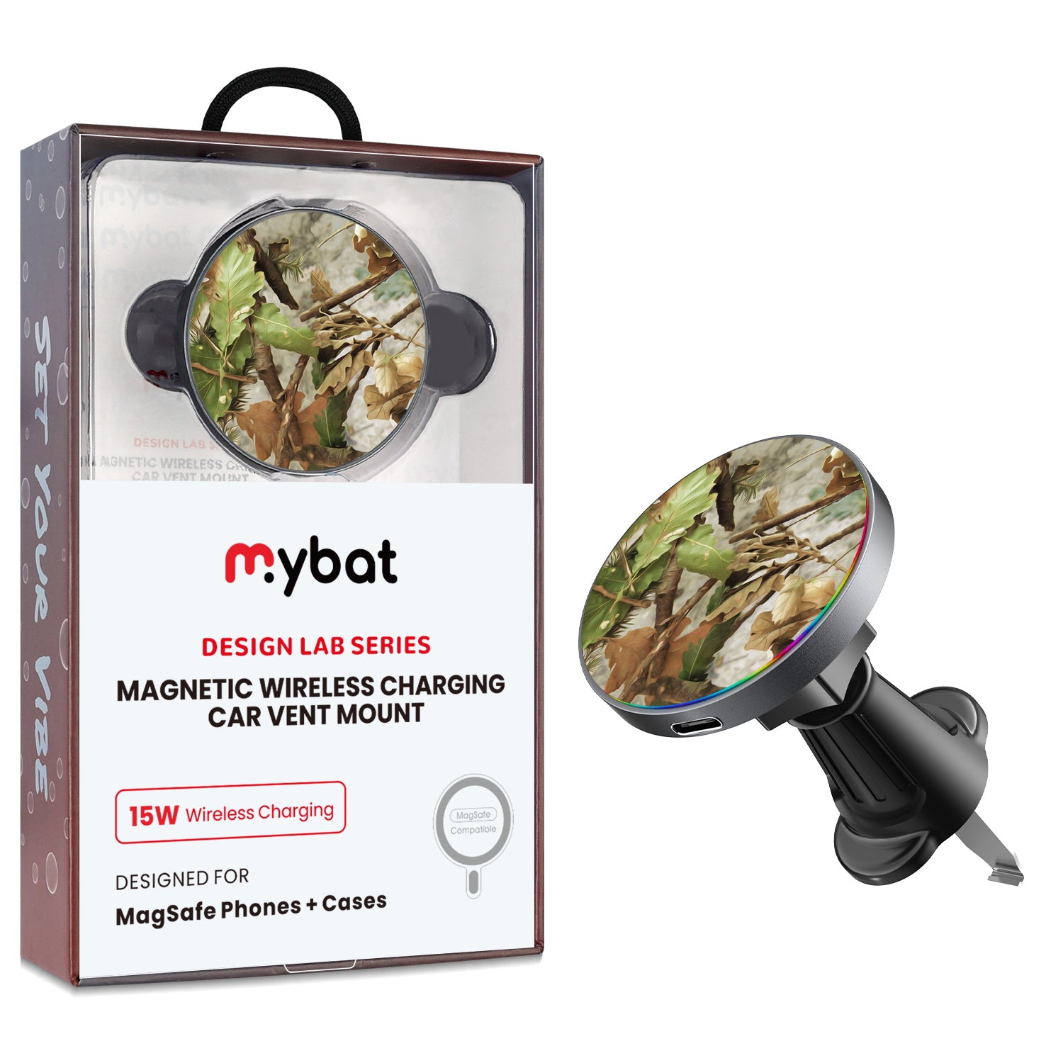 MyBat Design Lab Magnetic Wireless Charging Vent Mount - Black - Forest Camouflage - MCGWIRC21BK-117-1.jpg