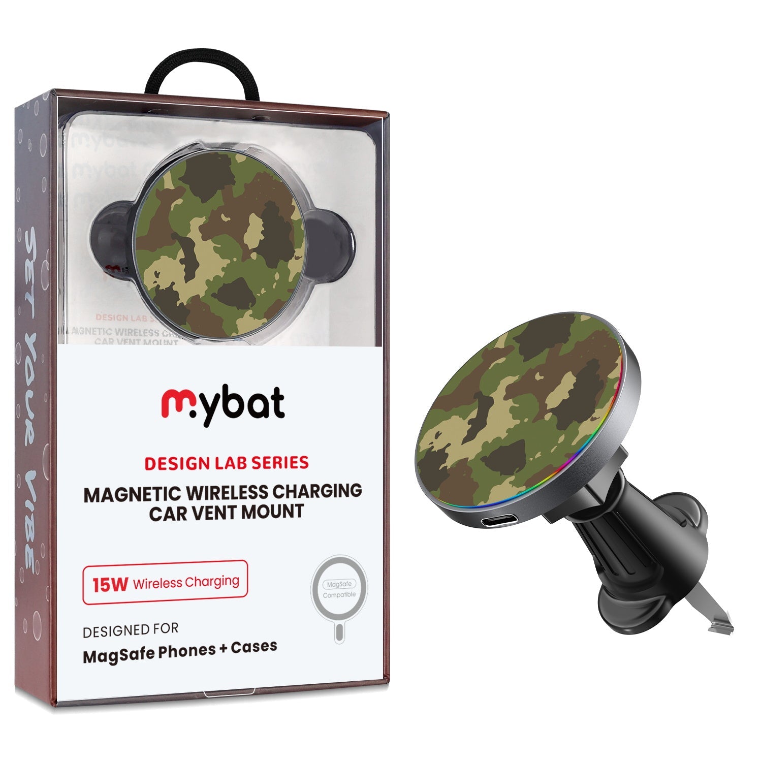 MyBat Design Lab Magnetic Wireless Charging Vent Mount - Black - Army Camouflage