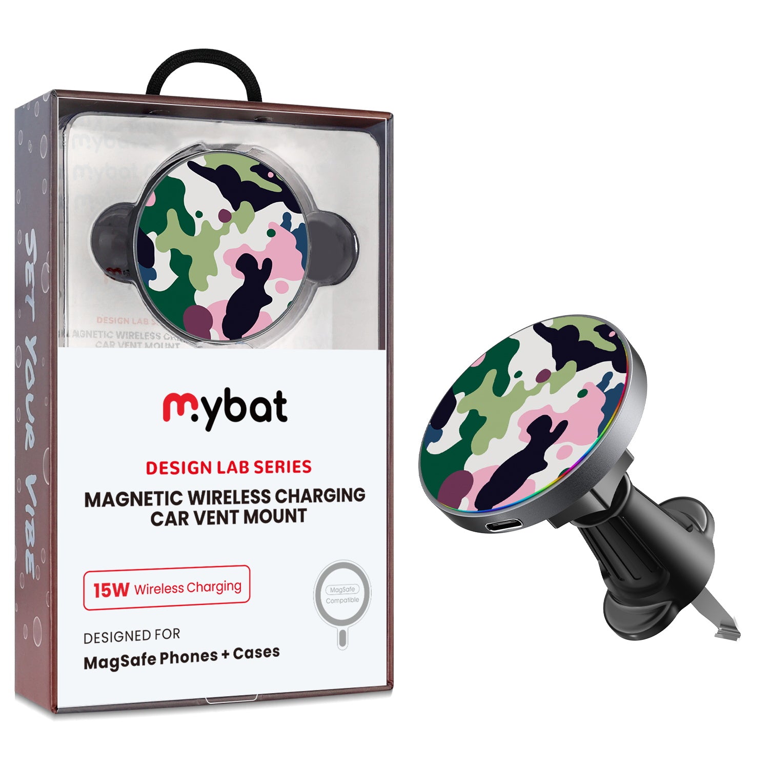 MyBat Design Lab Magnetic Wireless Charging Vent Mount - Black - Multicolor Camouflage - MCGWIRC21BK-121-1.jpg