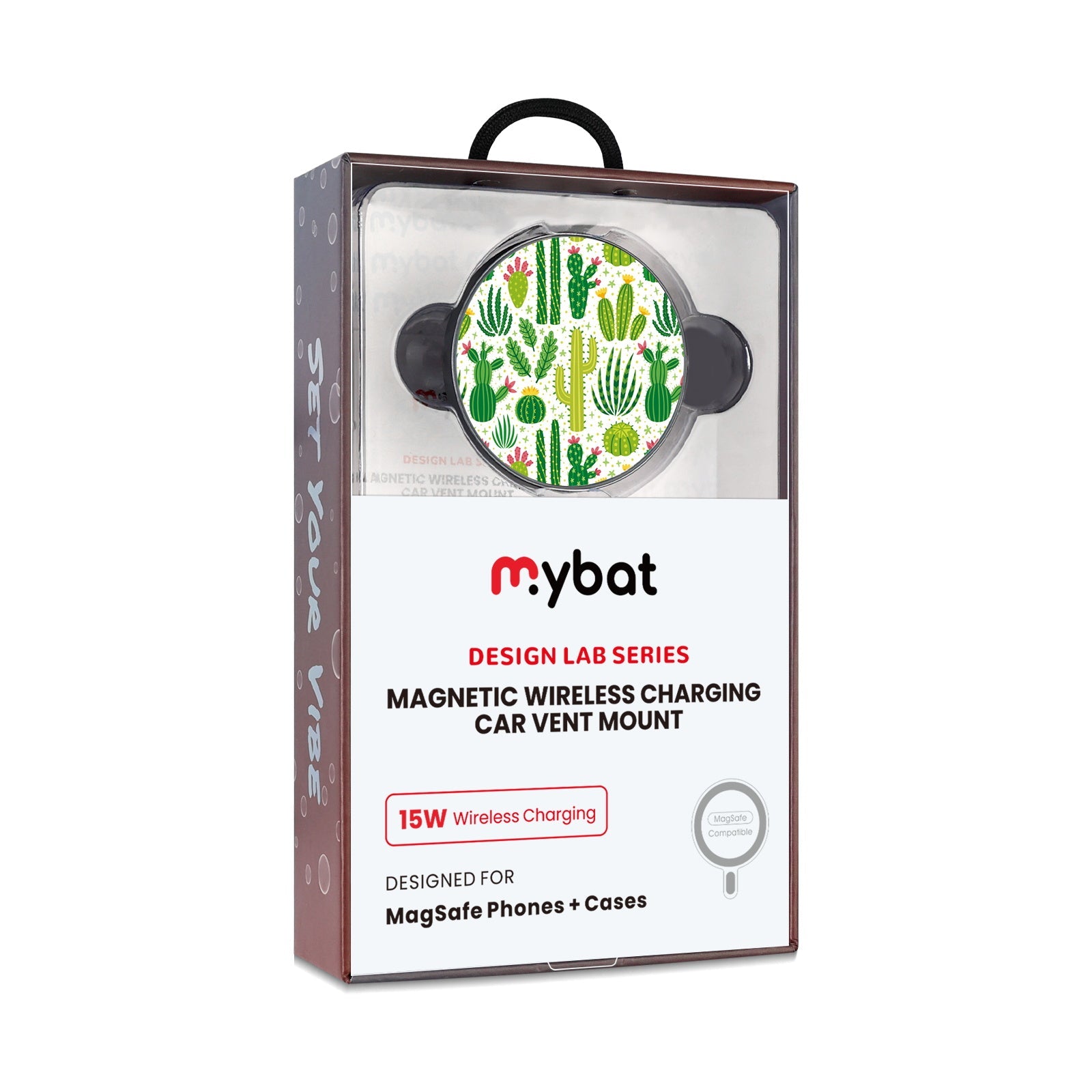 MyBat Design Lab Magnetic Wireless Charging Vent Mount - Black - Succulents