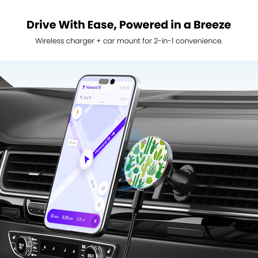 MyBat Design Lab Magnetic Wireless Charging Vent Mount - Black - Succulents - MCGWIRC21BK-123-4.jpg