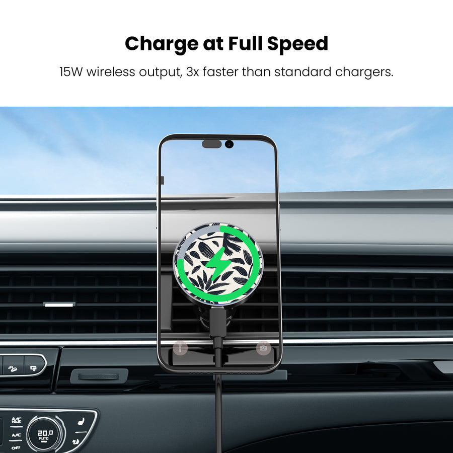MyBat Design Lab Magnetic Wireless Charging Vent Mount - Black - Vintage Floral - MCGWIRC21BK-124-5.jpg