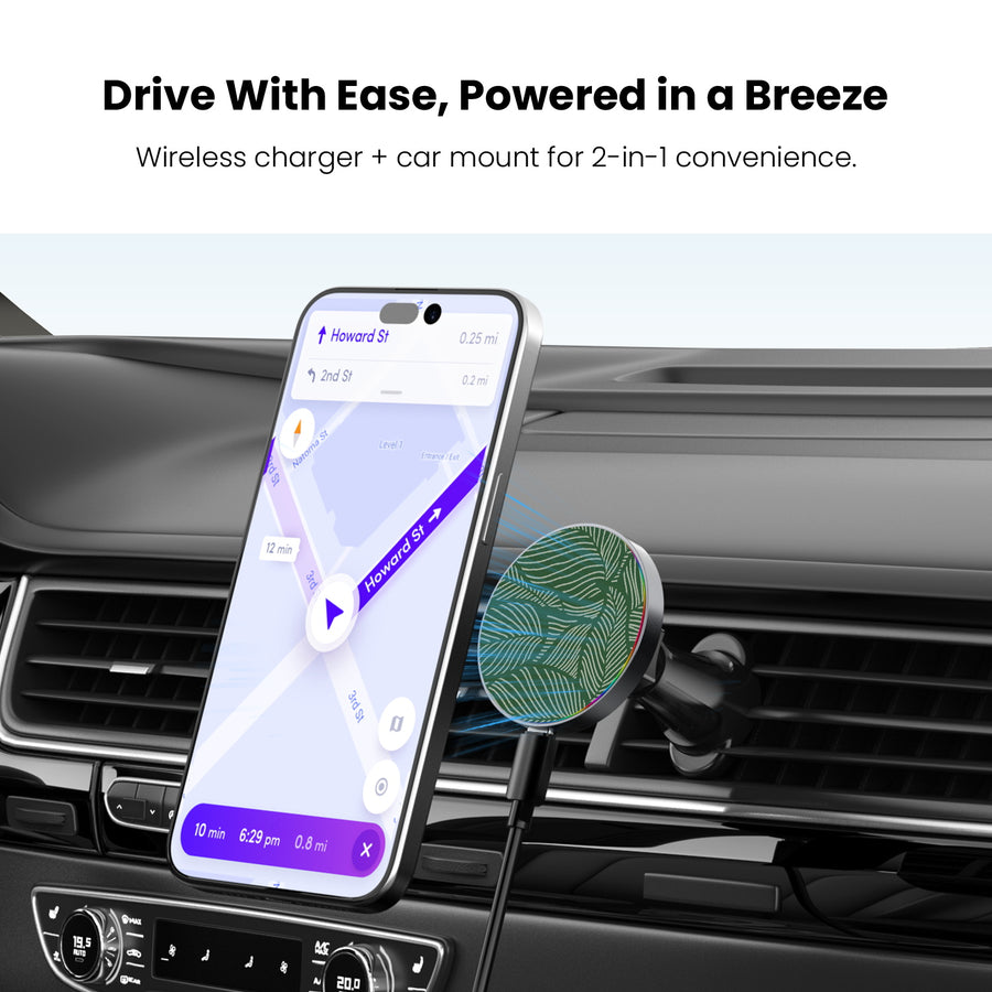 MyBat Design Lab Magnetic Wireless Charging Vent Mount - Black - Leaves - MCGWIRC21BK-125-4.jpg