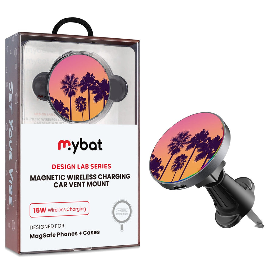 MyBat Design Lab Magnetic Wireless Charging Vent Mount - Black - Palm Tree Sunset
