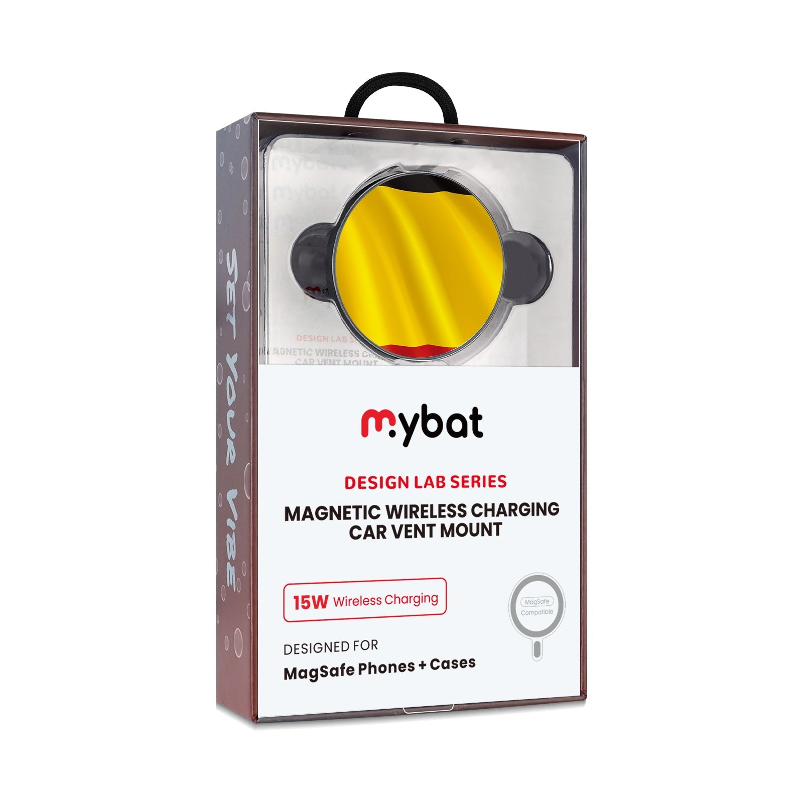 MyBat Design Lab Magnetic Wireless Charging Vent Mount - Black - Belgium Flag