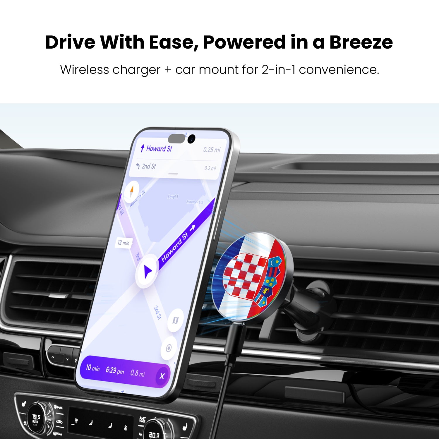 MyBat Design Lab Magnetic Wireless Charging Vent Mount - Black - Croatia Flag - MCGWIRC21BK-143-4.jpg