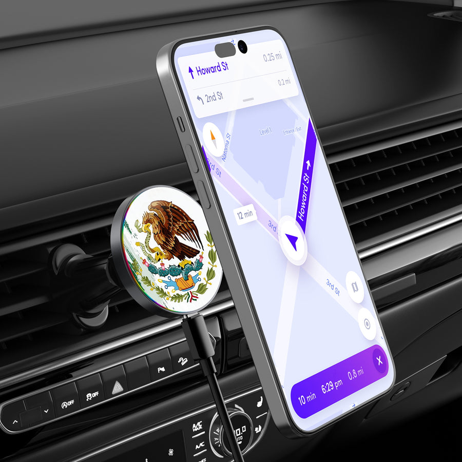 MyBat Design Lab Magnetic Wireless Charging Vent Mount - Black - Bandera de México - MCGWIRC21BK-174-3.jpg