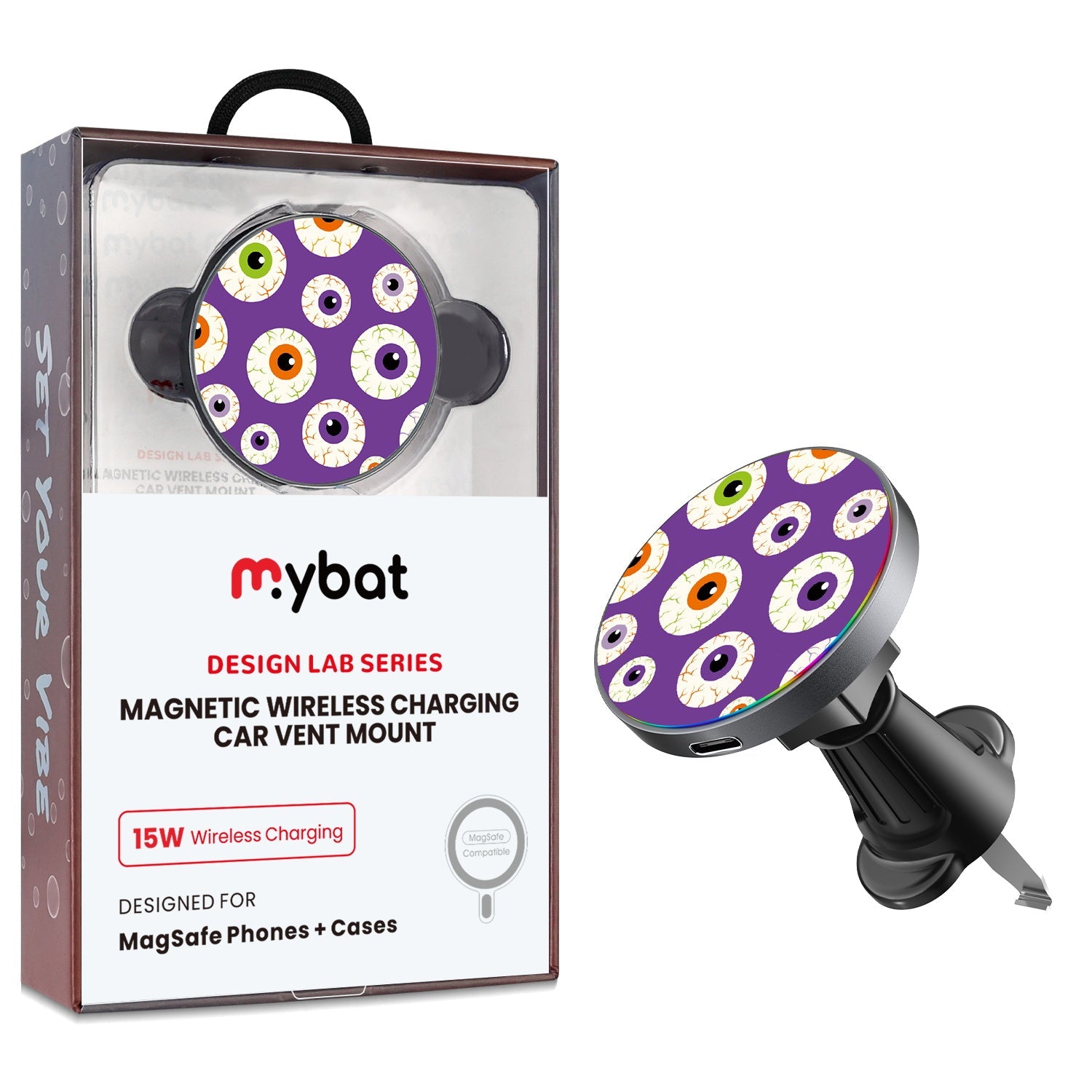 MyBat Design Lab Magnetic Wireless Charging Vent Mount - Black - Frightful Eyes