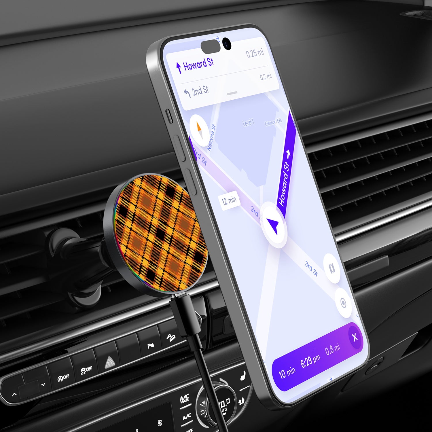 MyBat Design Lab Magnetic Wireless Charging Vent Mount - Black - Fall Flannel - MCGWIRC21BK-242-3.jpg