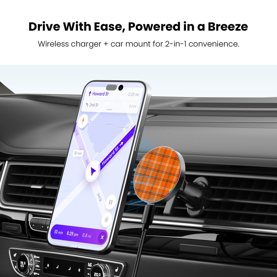 MyBat Design Lab Magnetic Wireless Charging Vent Mount - Black - Pumpkin Plaid - MCGWIRC21BK-244-4.jpg
