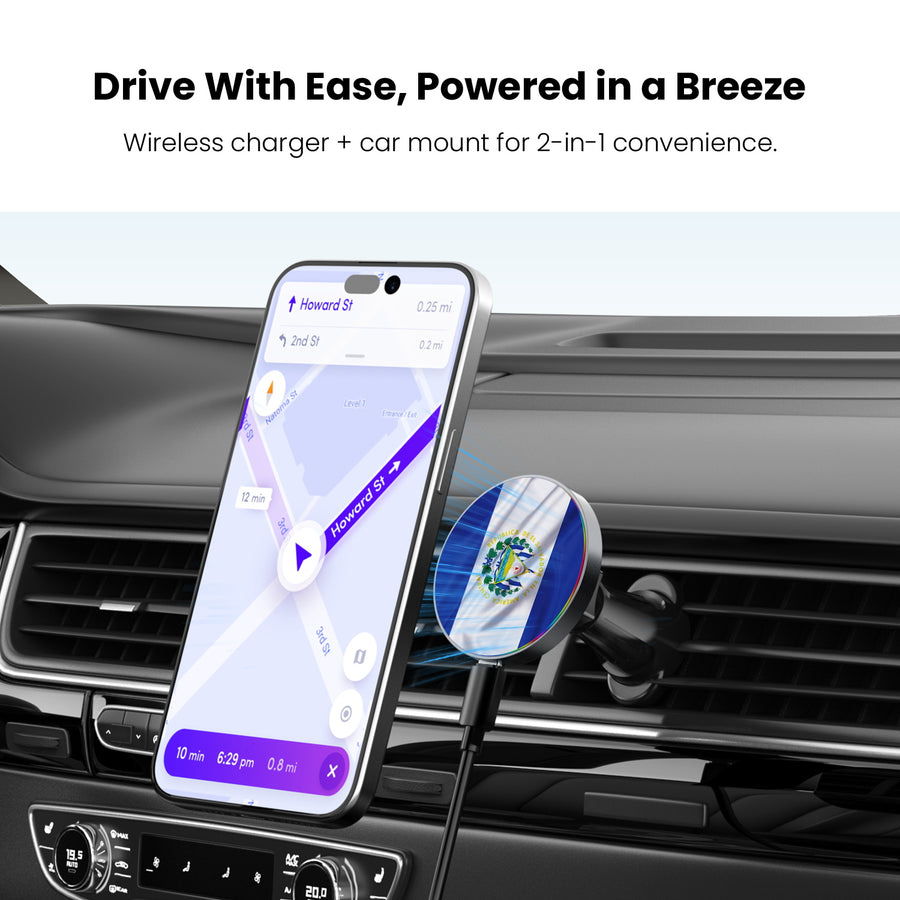 MyBat Design Lab Magnetic Wireless Charging Vent Mount - Black - El Salvador Flag - MCGWIRC21BK-260-4.jpg
