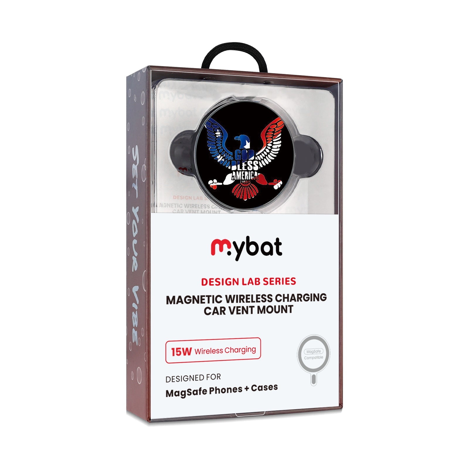 MyBat Design Lab Magnetic Wireless Charging Vent Mount - Black - God Bless America