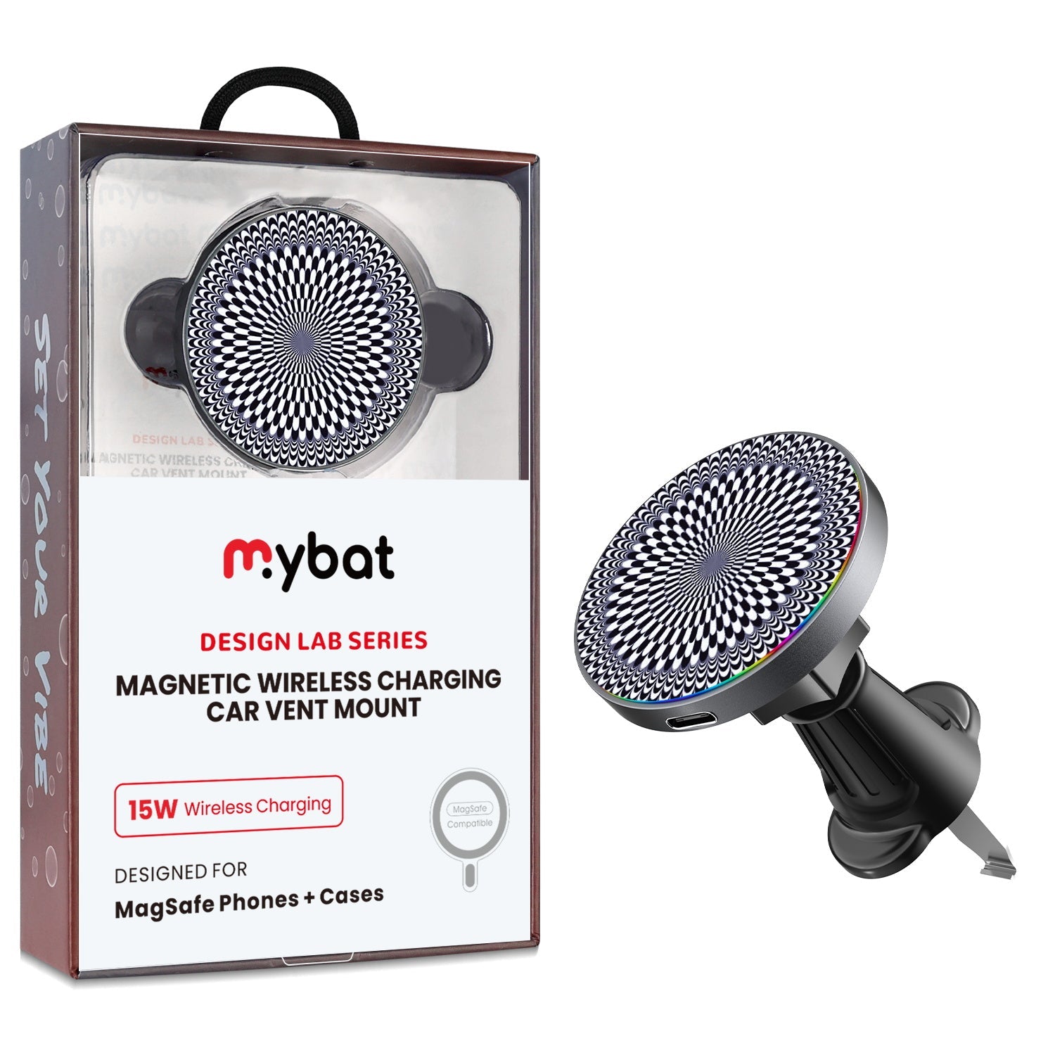MyBat Design Lab Magnetic Wireless Charging Vent Mount - Black - Dizzy Circle