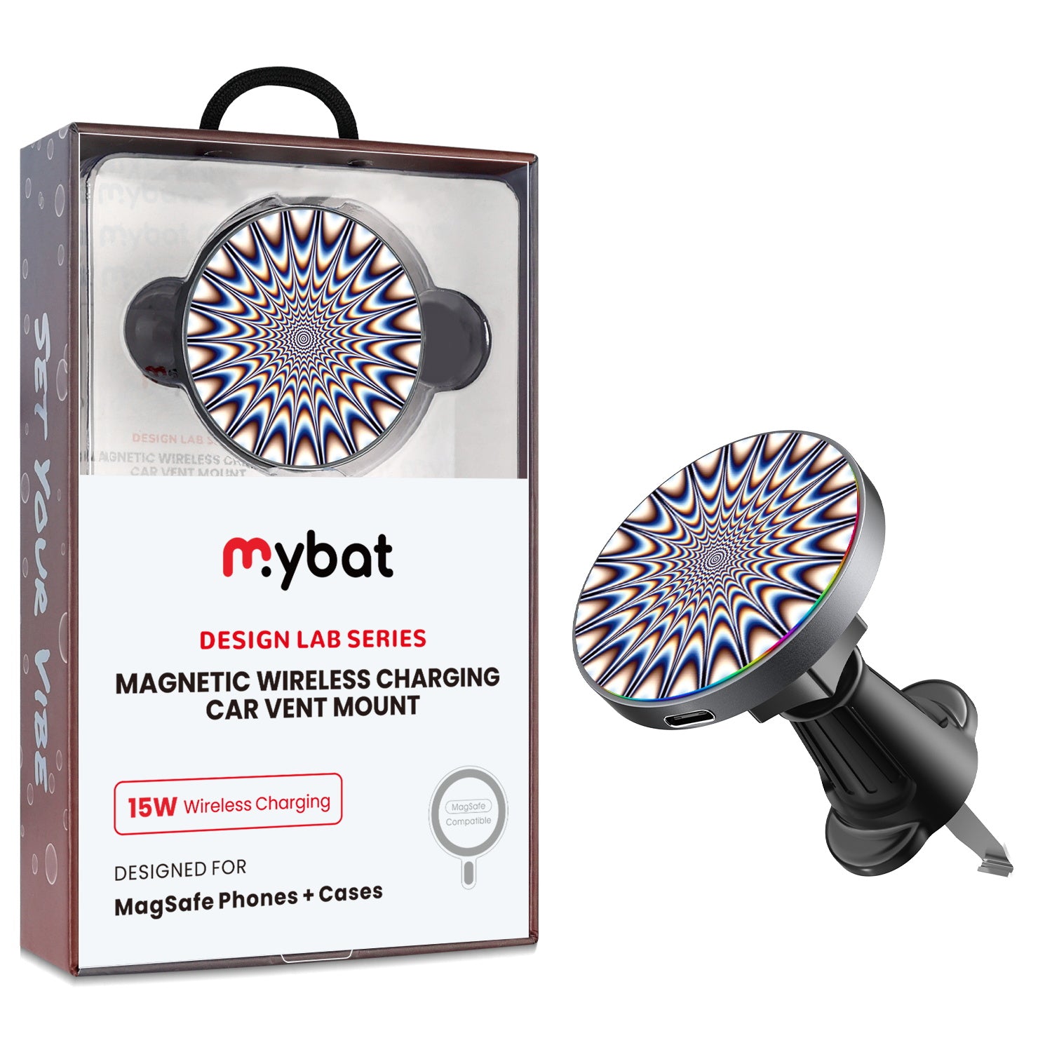 MyBat Design Lab Magnetic Wireless Charging Vent Mount - Black - Hypnotic Burst - MCGWIRC21BK-267-1.jpg