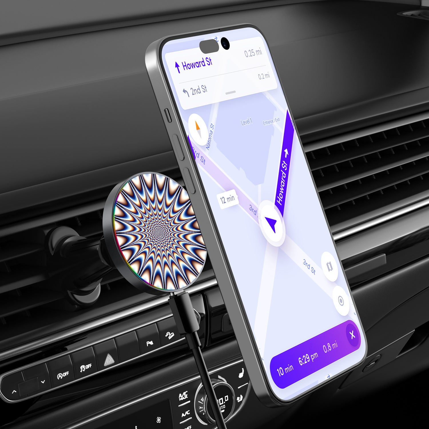 MyBat Design Lab Magnetic Wireless Charging Vent Mount - Black - Hypnotic Burst - MCGWIRC21BK-267-3.jpg