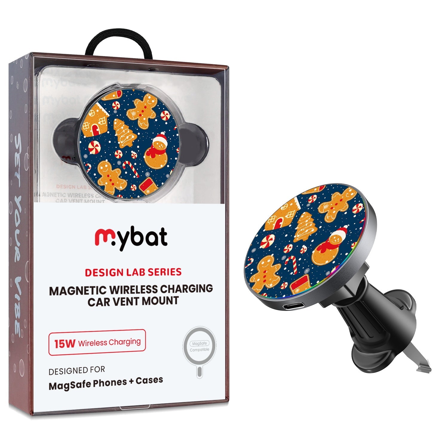 MyBat Design Lab Magnetic Wireless Charging Vent Mount - Black - Gingerbread Cookies