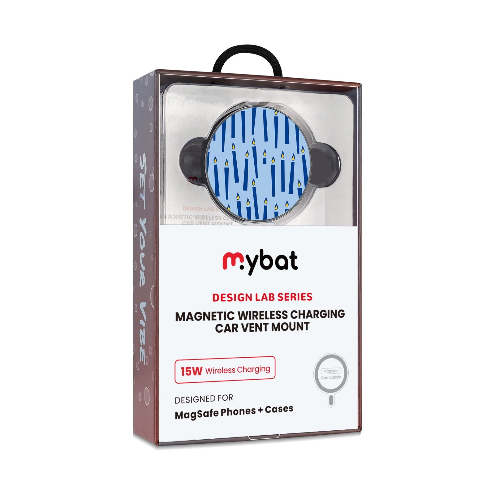 MyBat Design Lab Magnetic Wireless Charging Vent Mount - Black - Menorah Candle