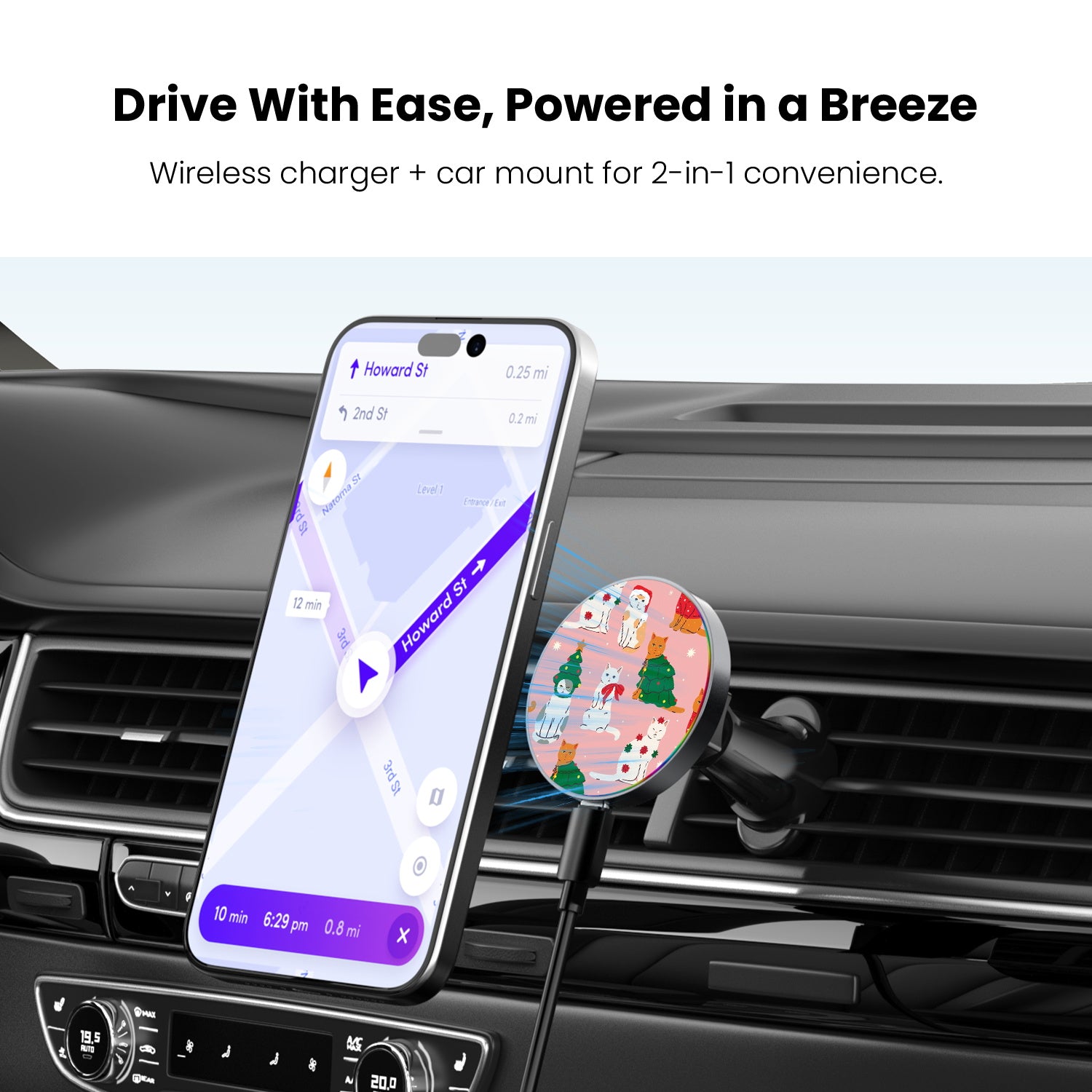 MyBat Design Lab Magnetic Wireless Charging Vent Mount - Black - Meowy Christmas - MCGWIRC21BK-286-4.jpg
