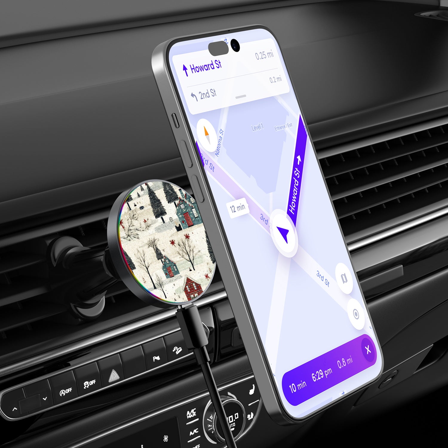 MyBat Design Lab Magnetic Wireless Charging Vent Mount - Black - Charming Cottages - MCGWIRC21BK-294-3.jpg