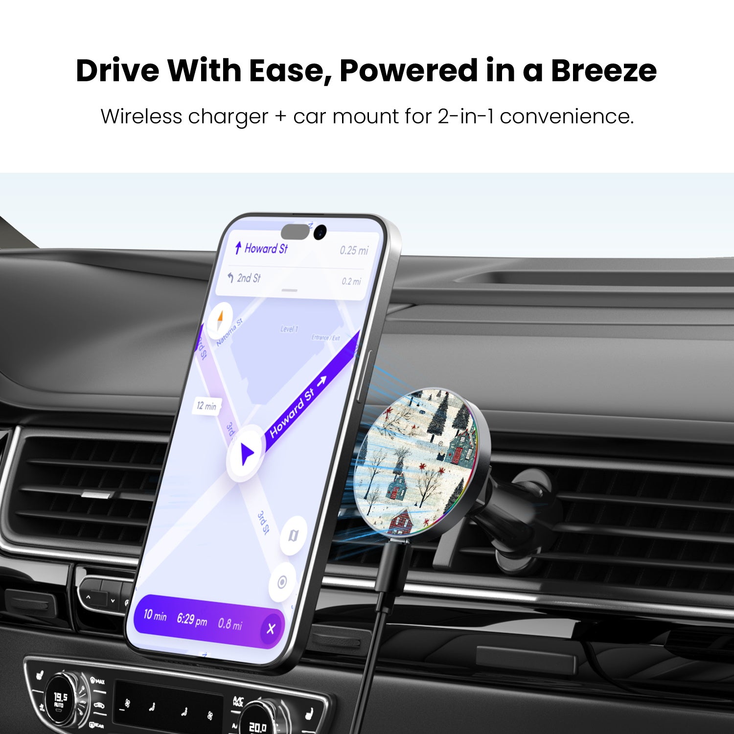 MyBat Design Lab Magnetic Wireless Charging Vent Mount - Black - Charming Cottages - MCGWIRC21BK-294-4.jpg