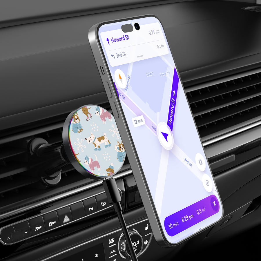 MyBat Design Lab Magnetic Wireless Charging Vent Mount - Black - Puppy Snow Play - MCGWIRC21BK-299-3.jpg