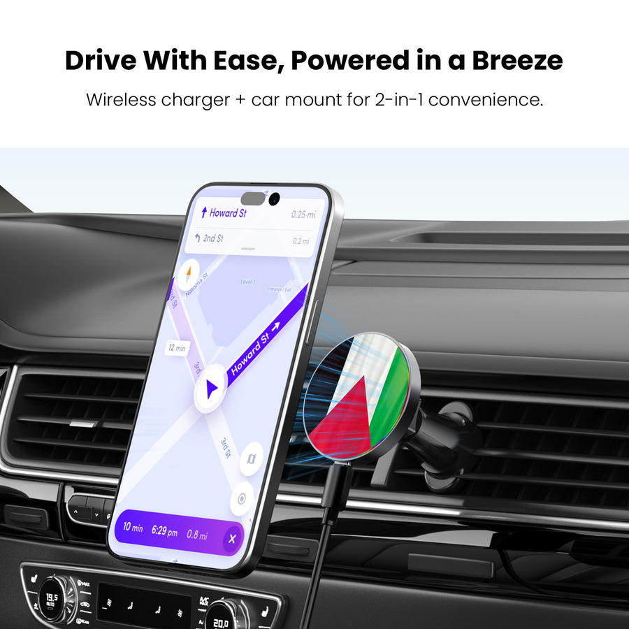 MyBat Design Lab Magnetic Wireless Charging Vent Mount - Black - Palestine Flag - MCGWIRC21BK-306-4.jpg