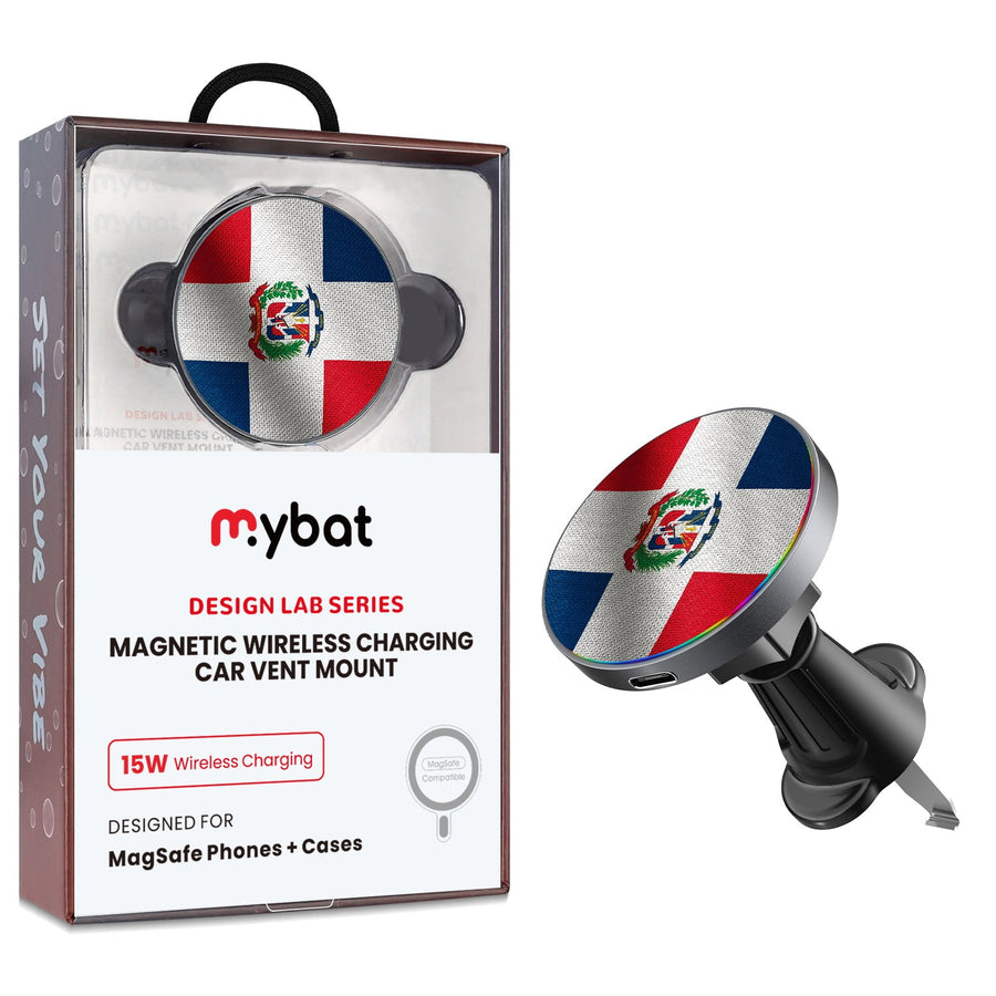 MyBat Design Lab Magnetic Wireless Charging Vent Mount - Black - Dominican Republic Flag