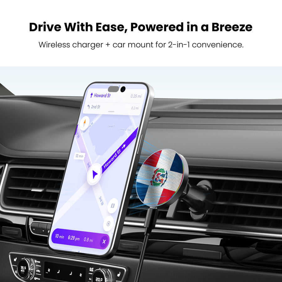 MyBat Design Lab Magnetic Wireless Charging Vent Mount - Black - Dominican Republic Flag - MCGWIRC21BK-307-4.jpg