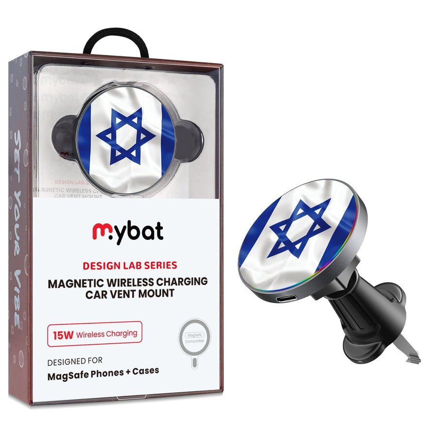 MyBat Design Lab Magnetic Wireless Charging Vent Mount - Black - Israel Flag