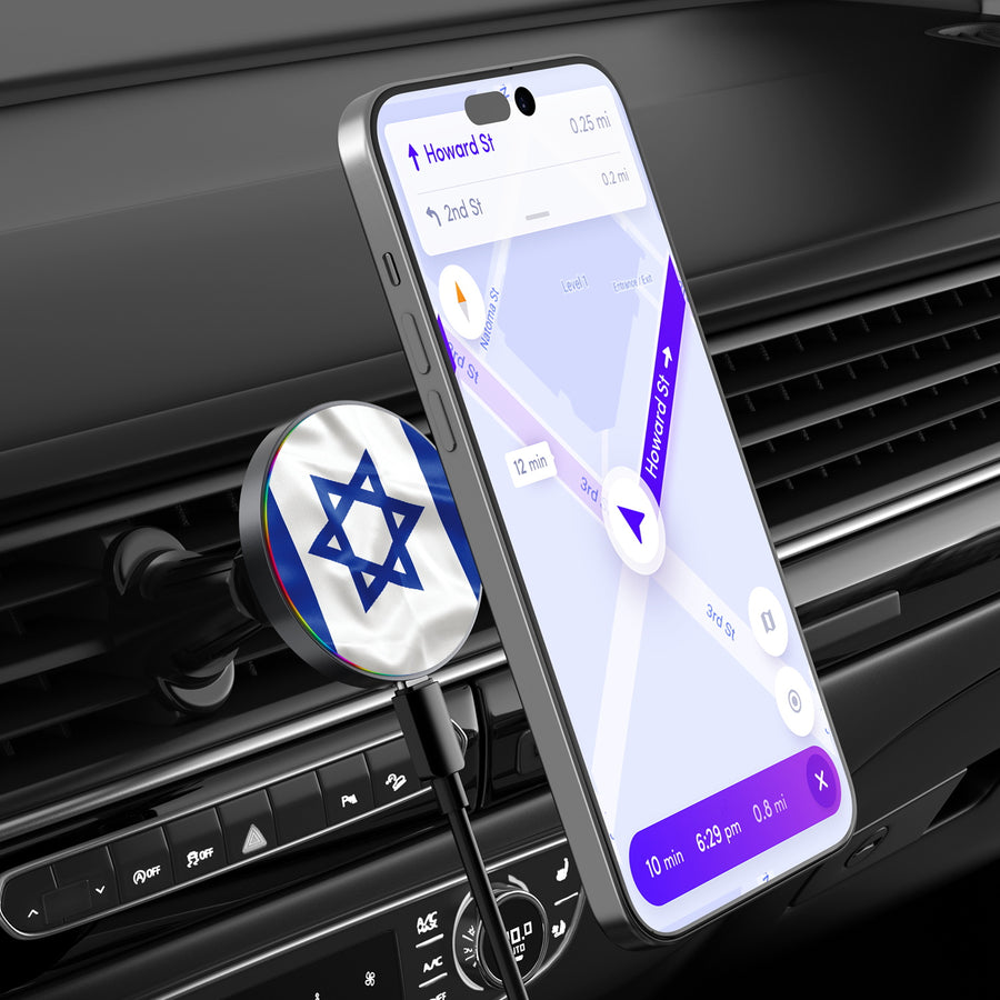 MyBat Design Lab Magnetic Wireless Charging Vent Mount - Black - Israel Flag - MCGWIRC21BK-308-3.jpg