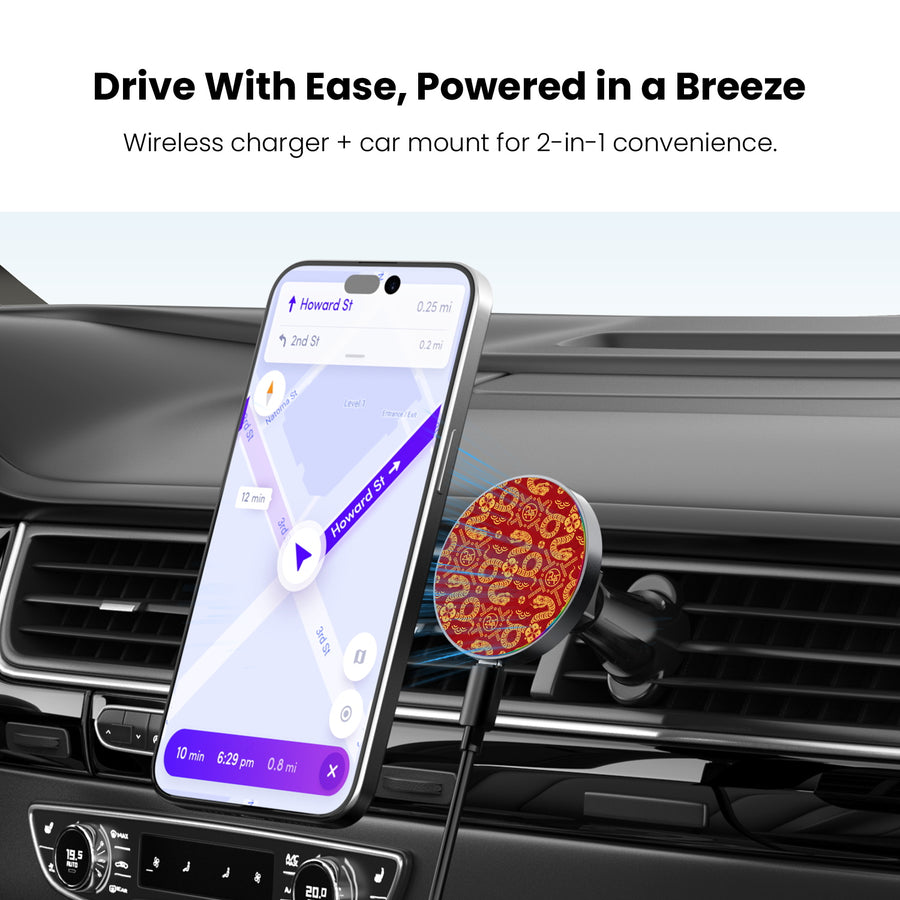 MyBat Design Lab Magnetic Wireless Charging Vent Mount - Black - Golden Snake Dance - MCGWIRC21BK-317-4.jpg