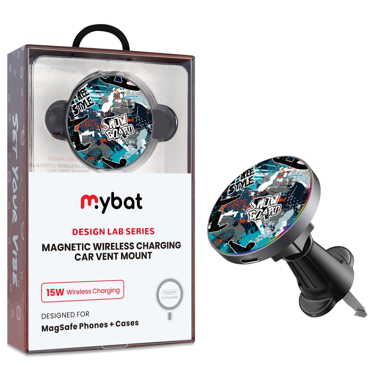MyBat Design Lab Magnetic Wireless Charging Vent Mount - Black - Shredding Freestyle - MCGWIRC21BK-326-1.jpg