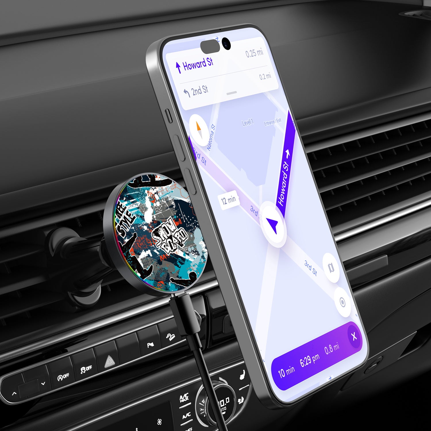 MyBat Design Lab Magnetic Wireless Charging Vent Mount - Black - Shredding Freestyle - MCGWIRC21BK-326-3.jpg