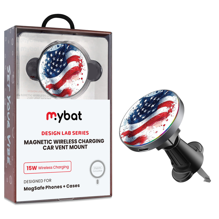 MyBat Design Lab Magnetic Wireless Charging Vent Mount - Black - Patriotic Flag Painiting - MCGWIRC21BK-346-1.jpg