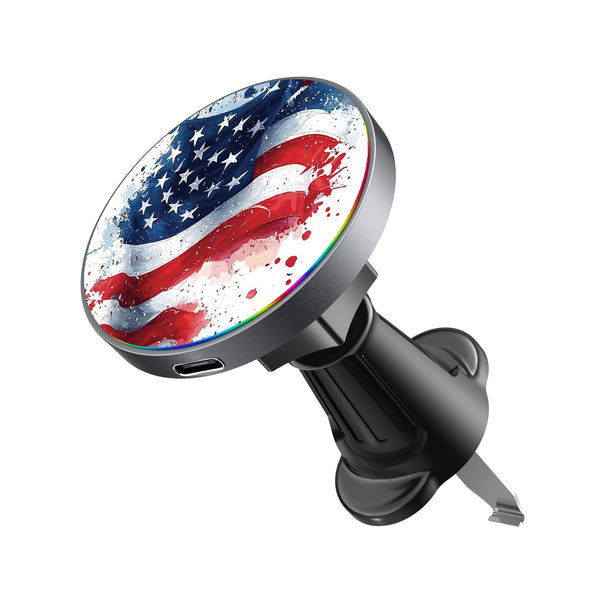 MyBat Design Lab Magnetic Wireless Charging Vent Mount - Black - Patriotic Flag Painiting - MCGWIRC21BK-346-2.jpg