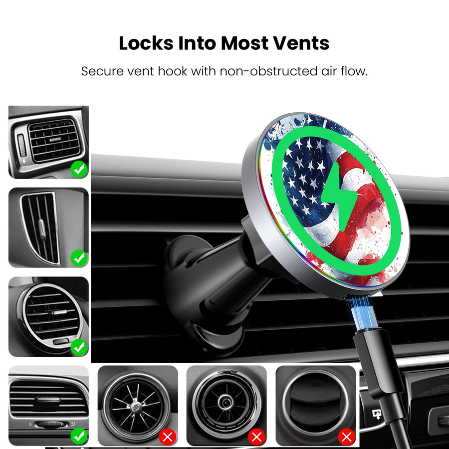 MyBat Design Lab Magnetic Wireless Charging Vent Mount - Black - Patriotic Flag Painiting - MCGWIRC21BK-346-7.jpg